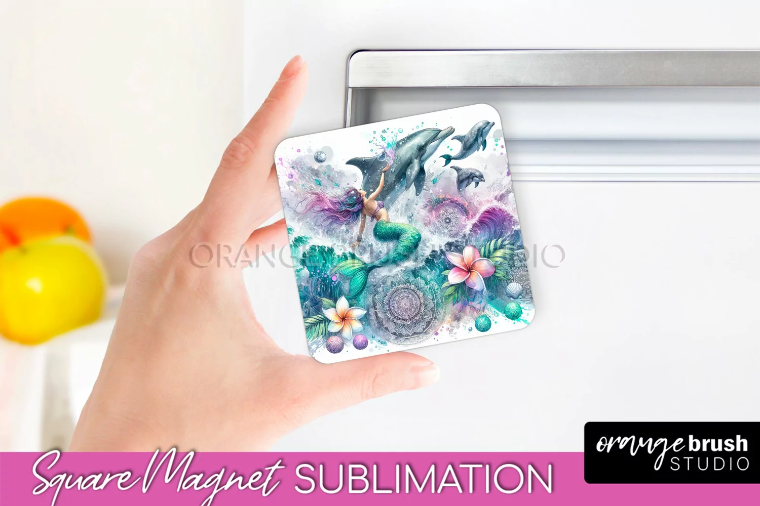 Watercolor Mermaid Magnet Sublimation - Summer Magnet Design product image 1