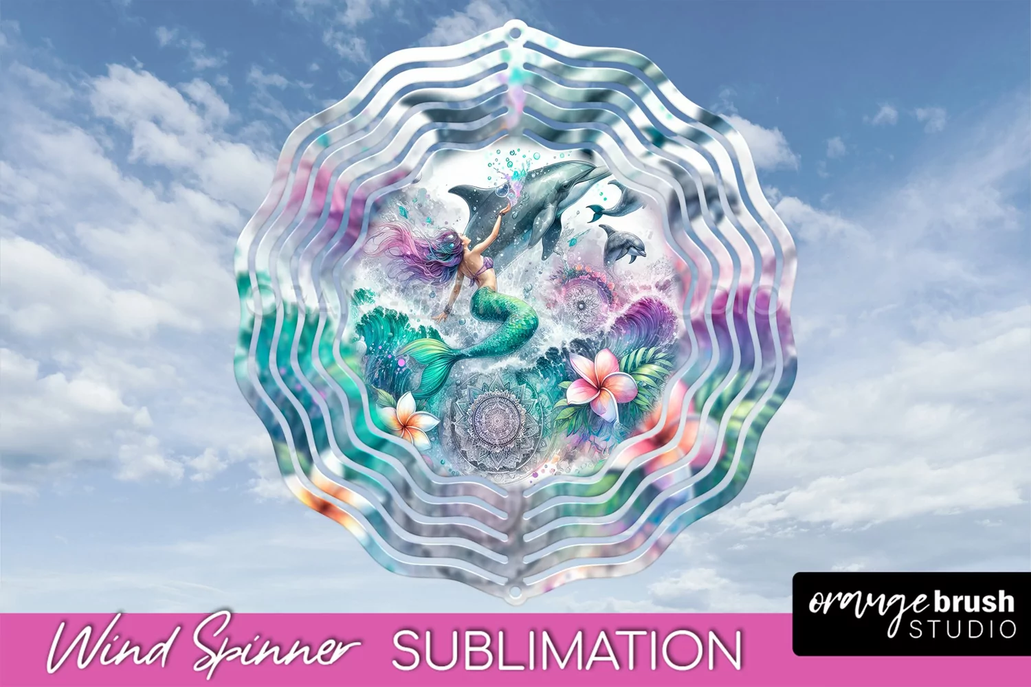 Watercolor Mermaid Wind Spinner - Summer Spinner Sublimation product image 1