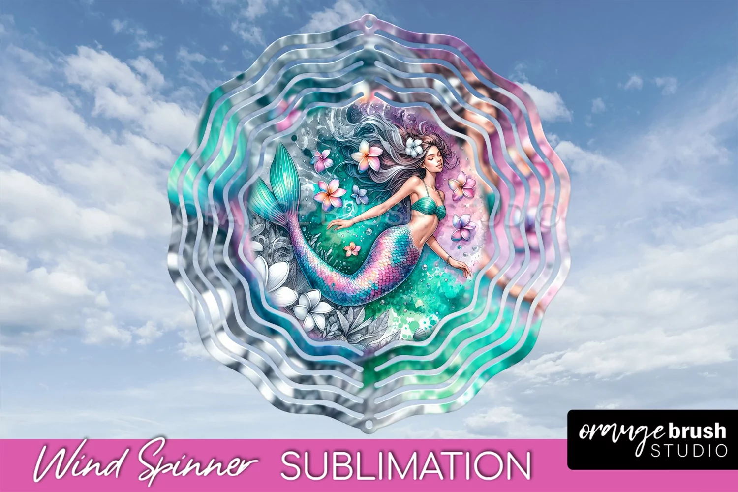 Watercolor Mermaid Wind Spinner - Summer Spinner Sublimation product image 1