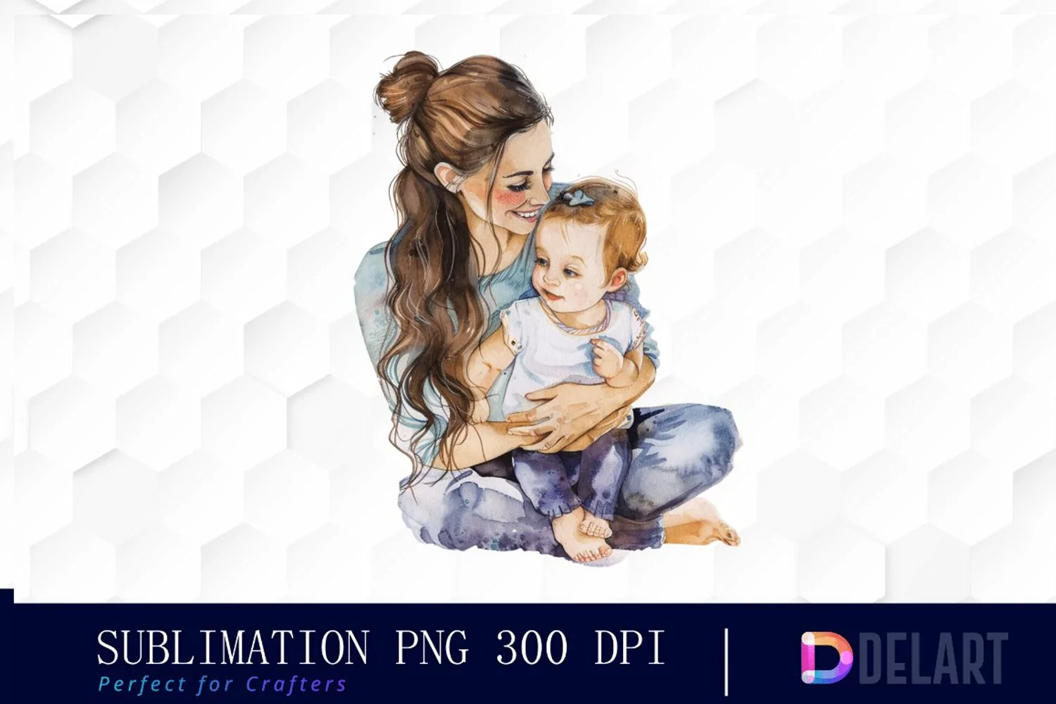 Mom And Baby Watercolor Clipart product image 1