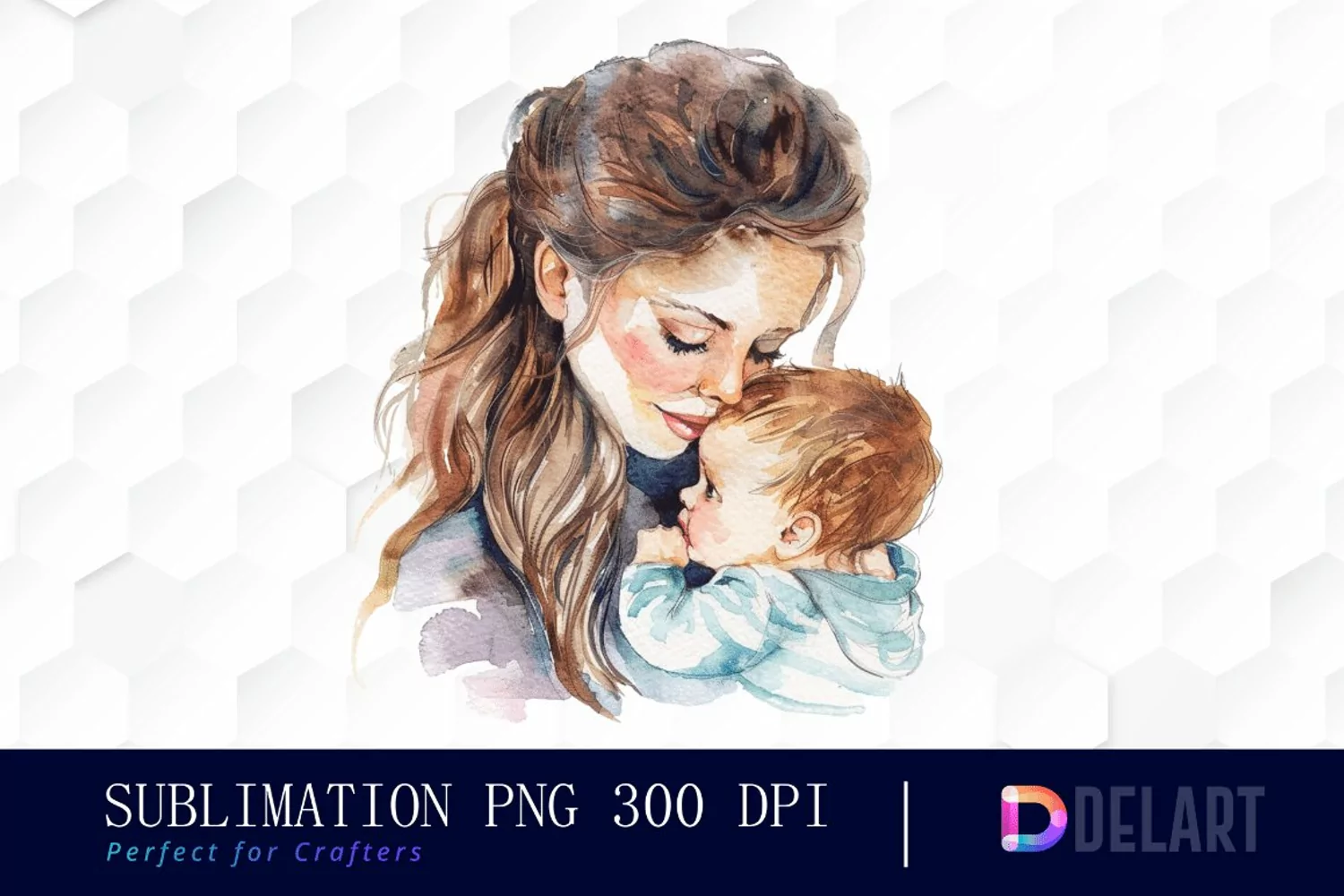 Mom And Baby Watercolor Clipart product image 1