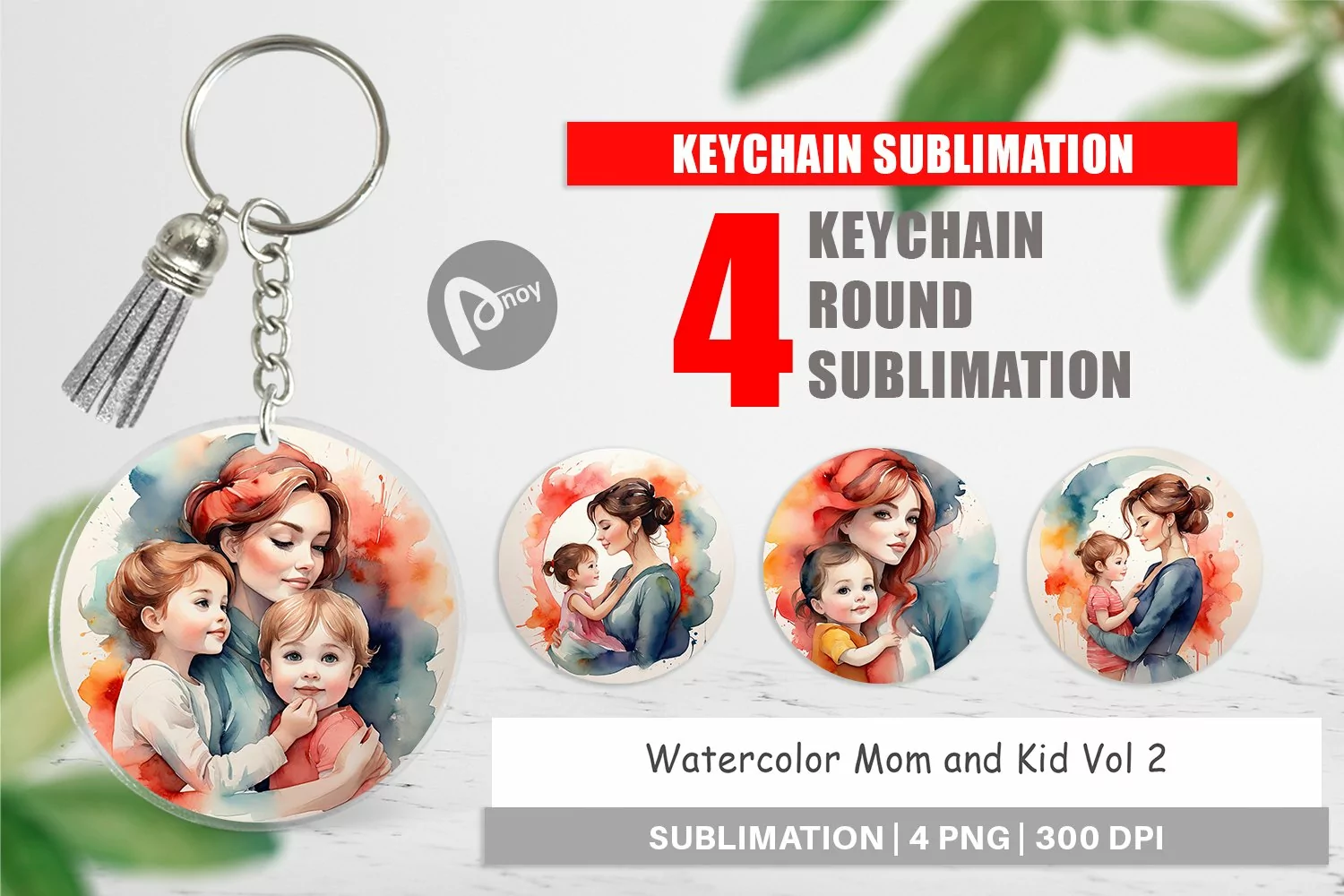 Keychain Watercolor Mom and Kid product image 1