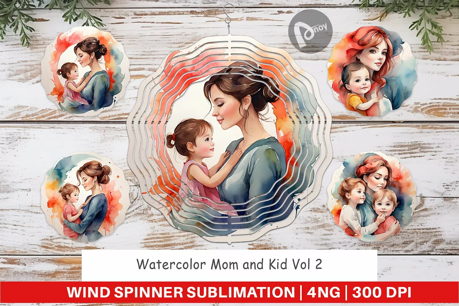Wind Spinner Watercolor Mom and Kid product image 1