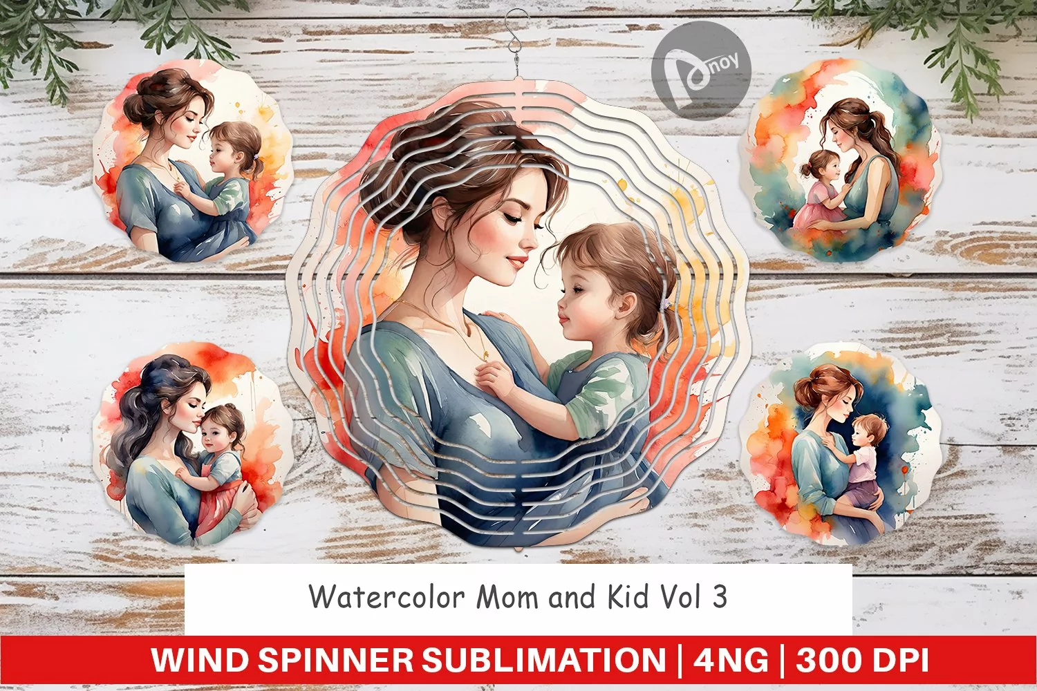 Wind Spinner Watercolor Mom and Kid product image 1