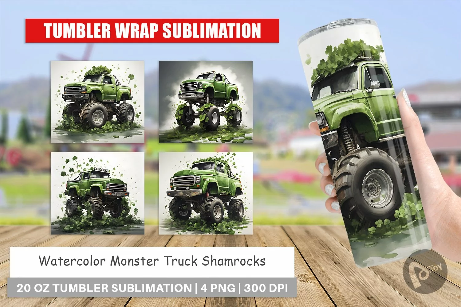 Tumbler Wrap Monster Truck Shamrocks product image 1