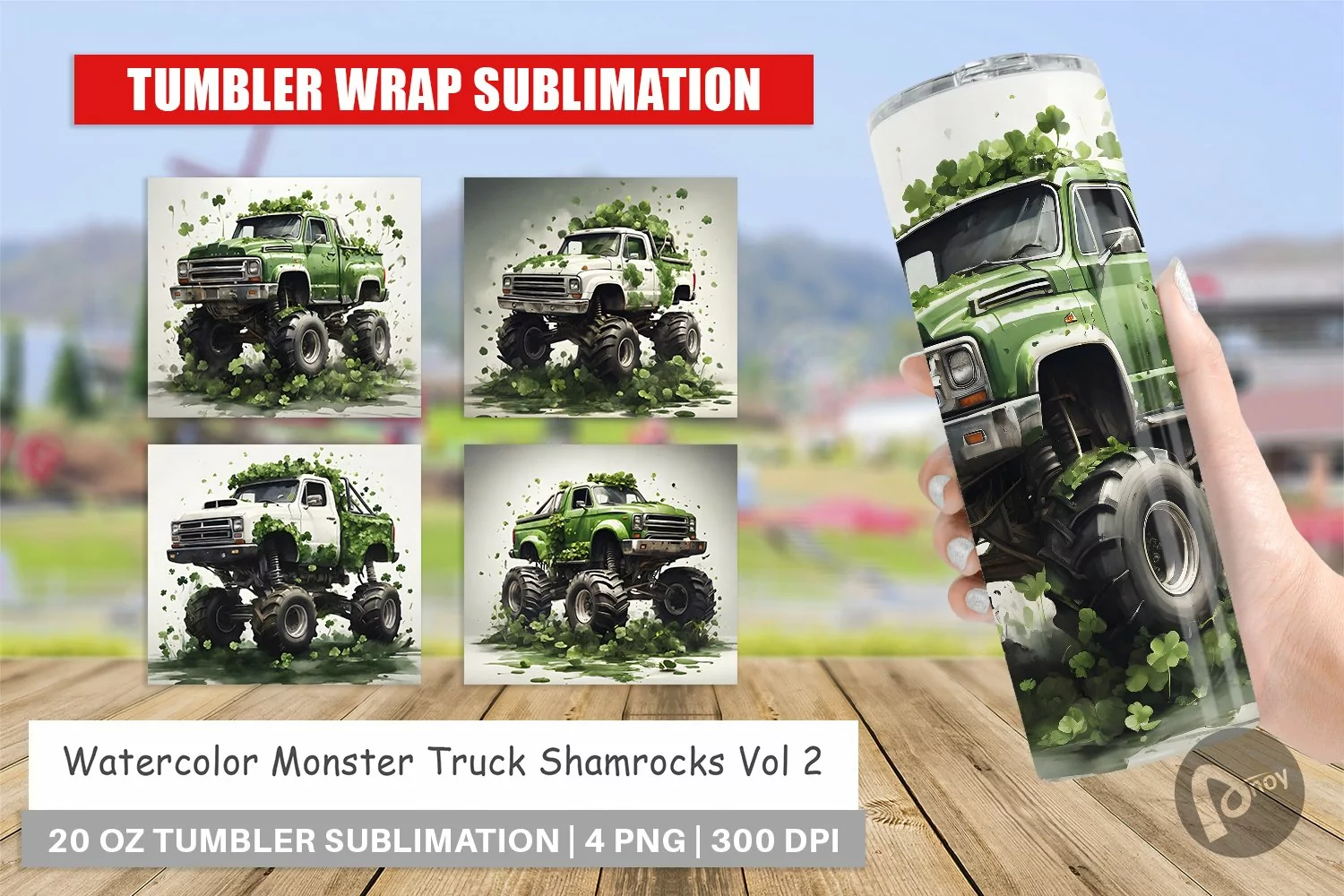 Tumbler Wrap Monster Truck Shamrocks product image 1