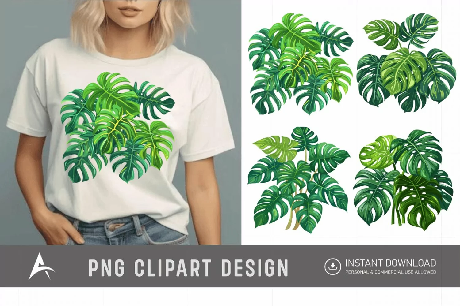 Watercolor Monstera Clipart product image 1