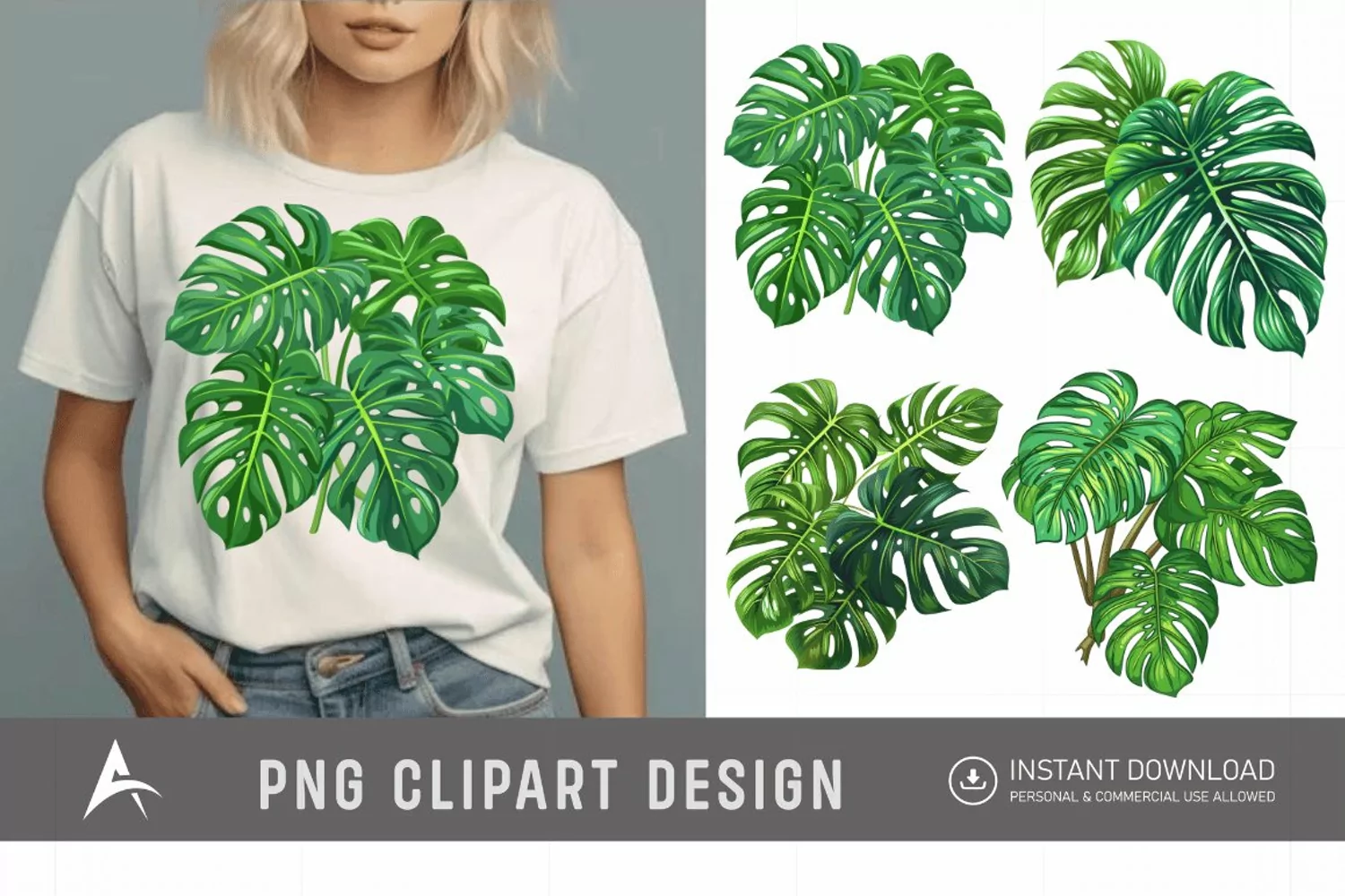 Watercolor Monstera Clipart product image 1
