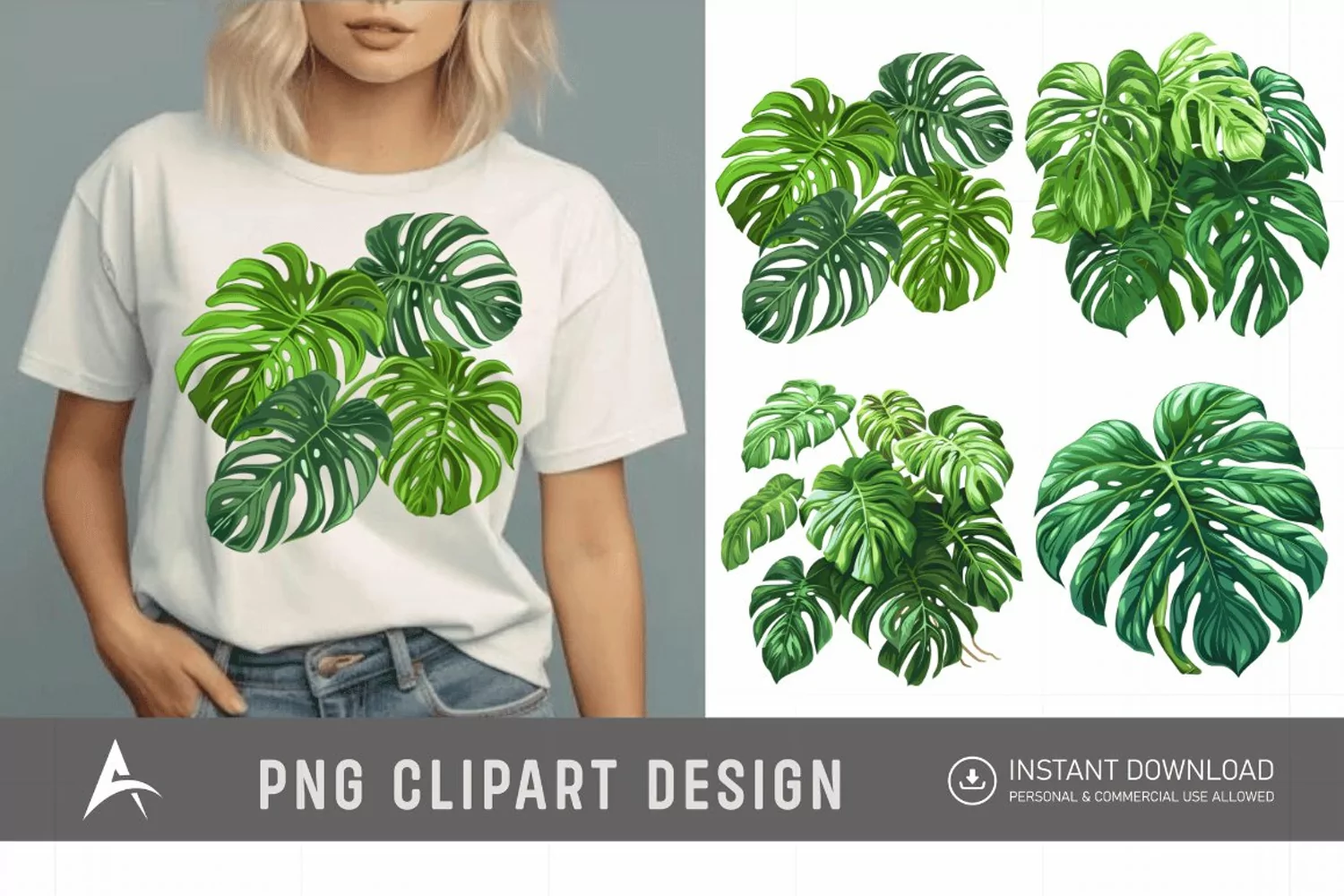 Watercolor Monstera Clipart product image 1