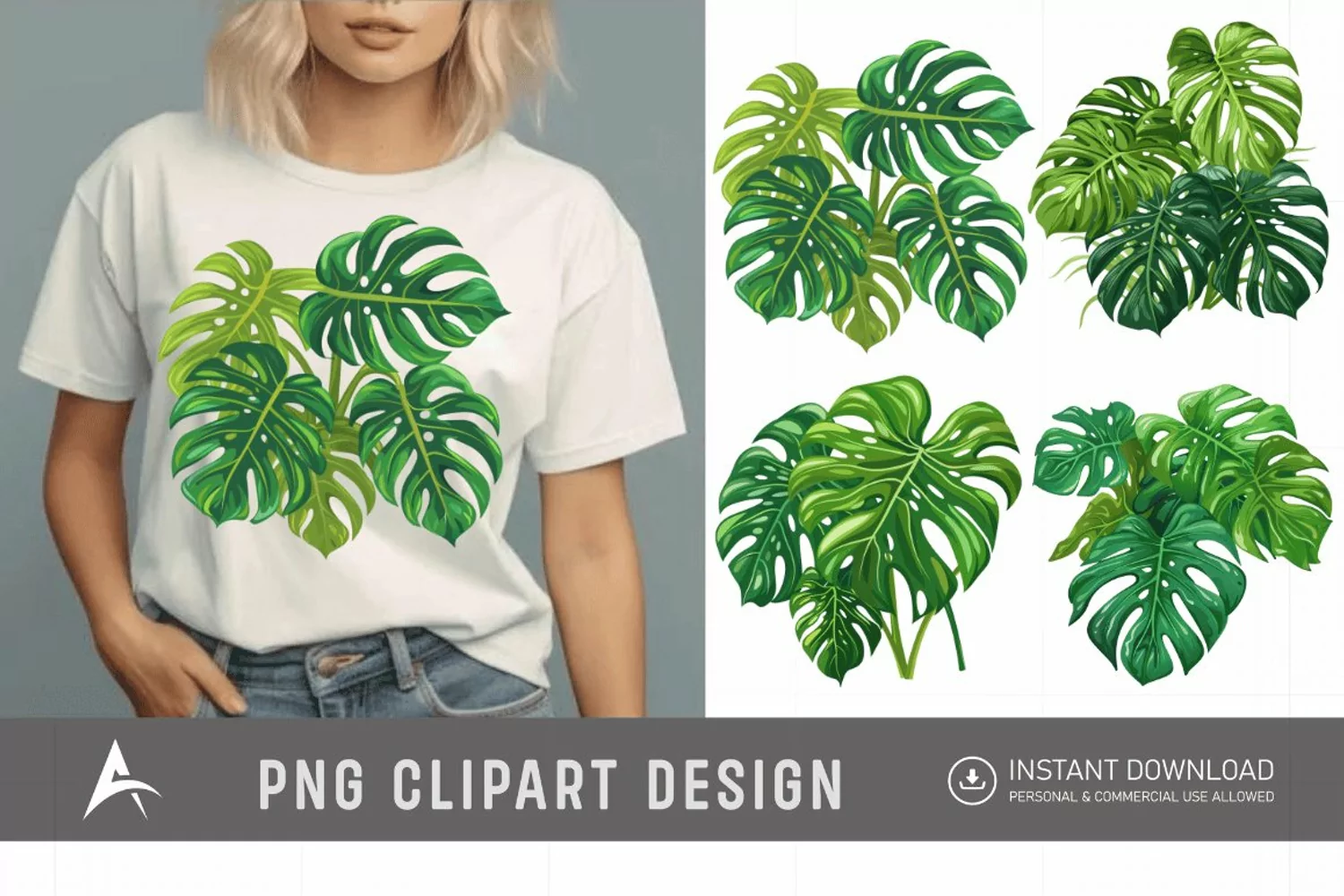 Watercolor Monstera Clipart product image 1