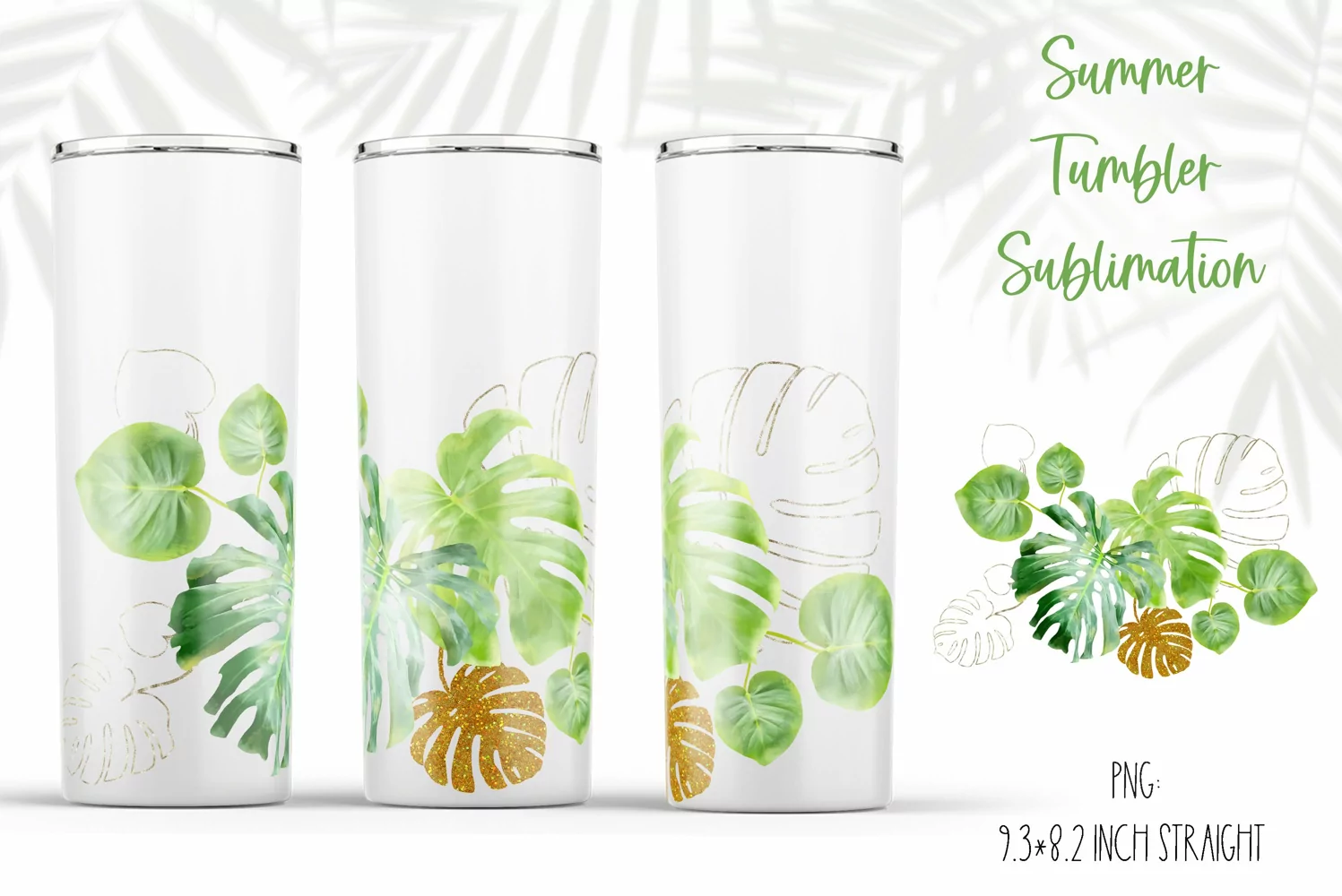 watercolor monstera tumbler  sublimation