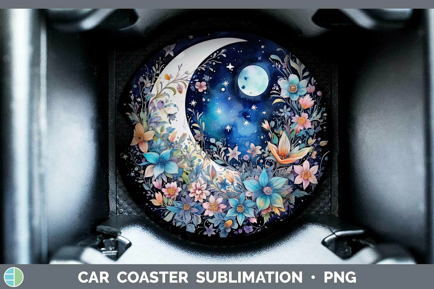 GorgeousWatercolor Car Coaster design.