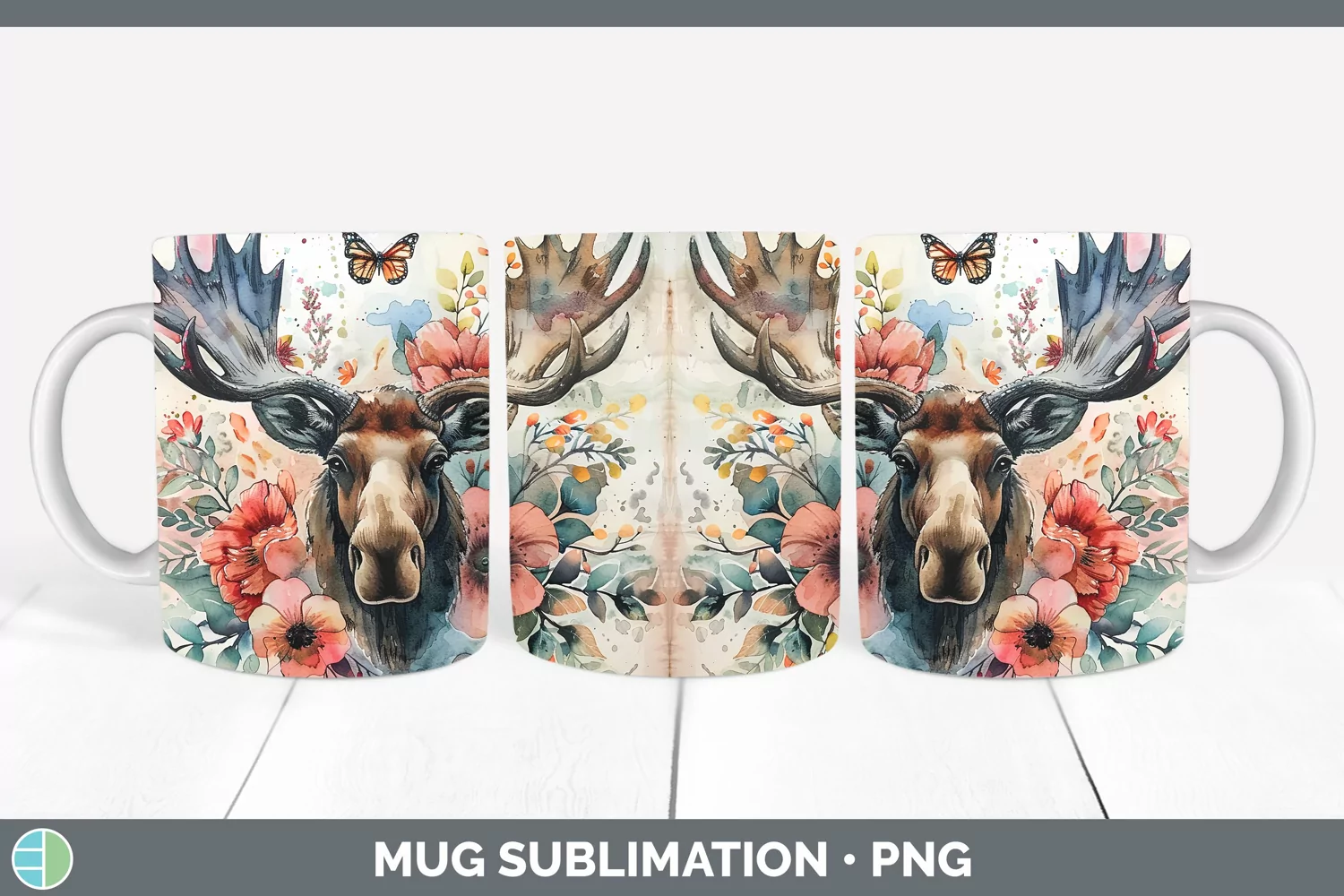 GorgeousWatercolor Mug Wrap design.