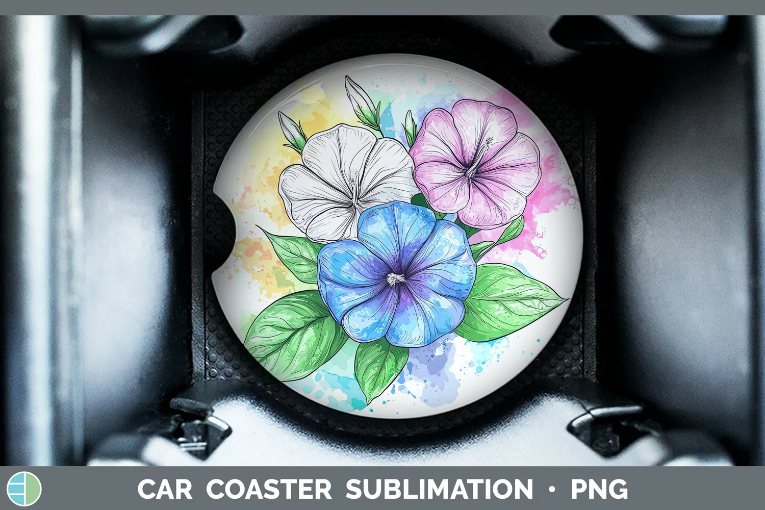 GorgeousWatercolor Car Coaster design.