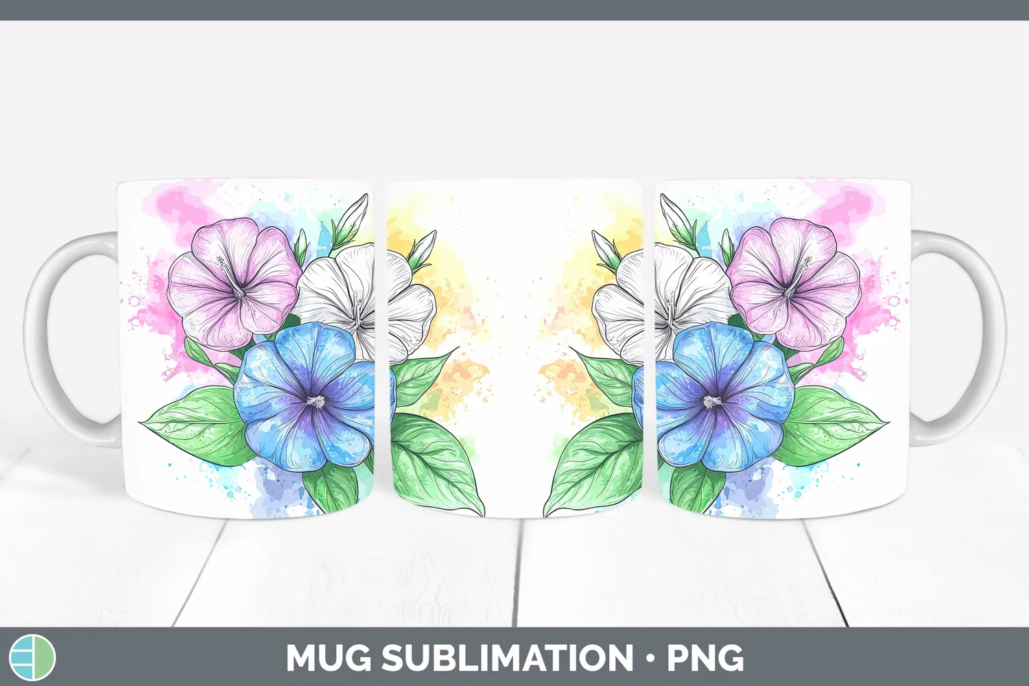 GorgeousWatercolor Mug Wrap design.