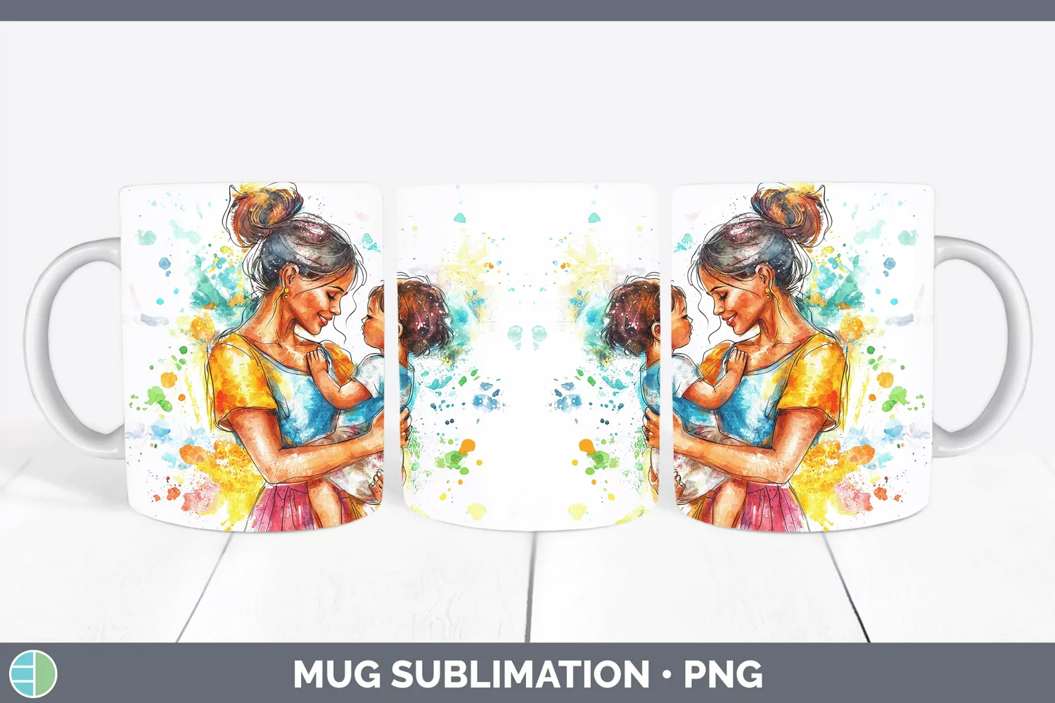 GorgeousWatercolor Mug Wrap design.