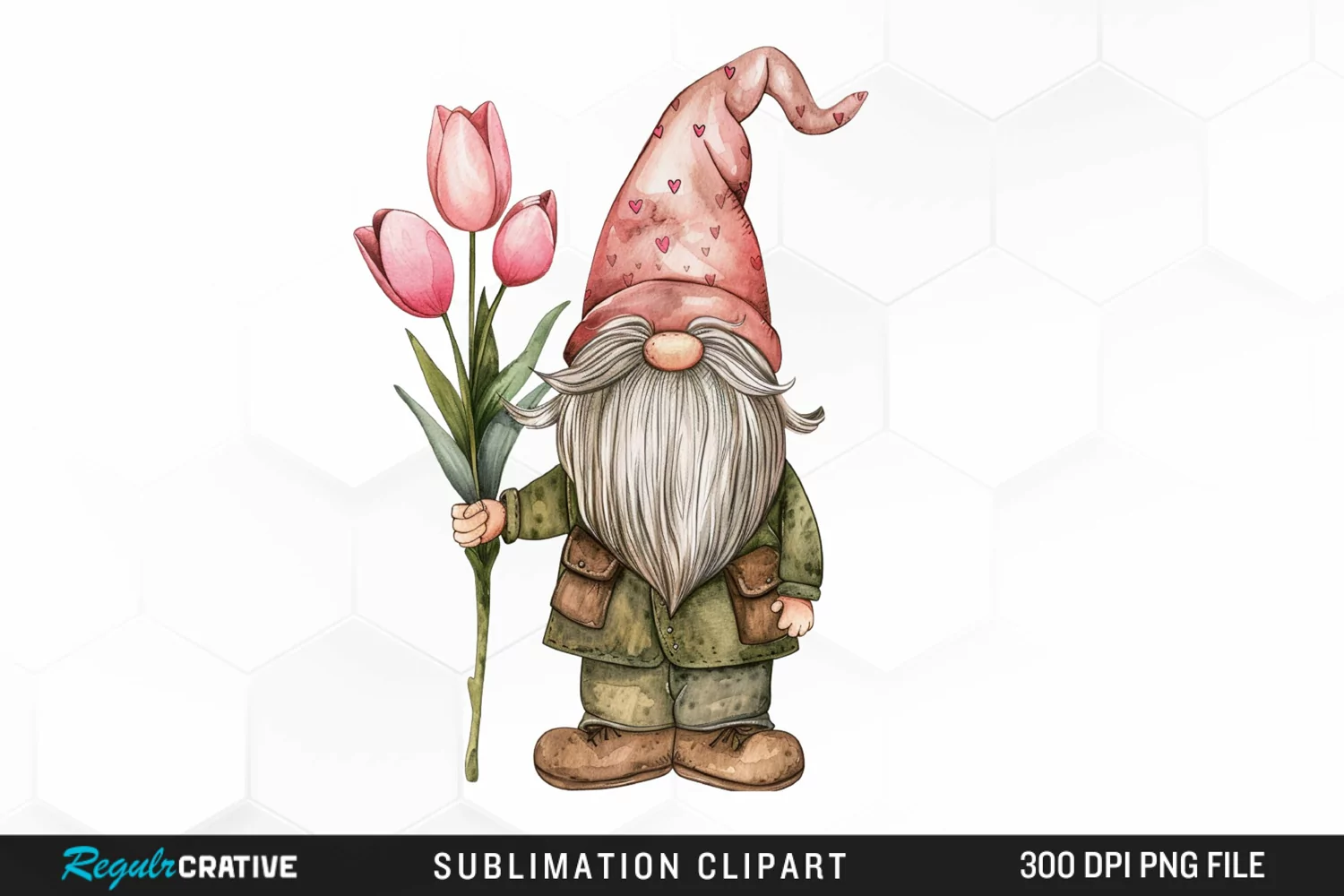 Watercolor Mothers Day Gnome Art Clipart product image 1