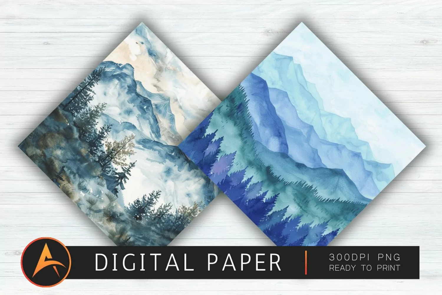 Watercolor Mountain Views Background product image 1