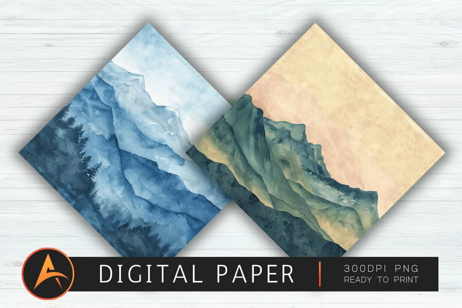 Watercolor Mountain Views Scrapbook Paper product image 1