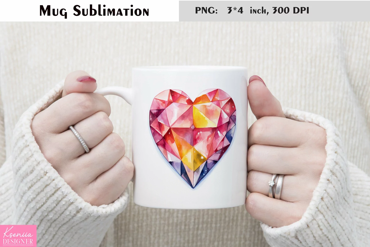 Watercolor Love Mug Sublimation|Heart Mug Design product image 1