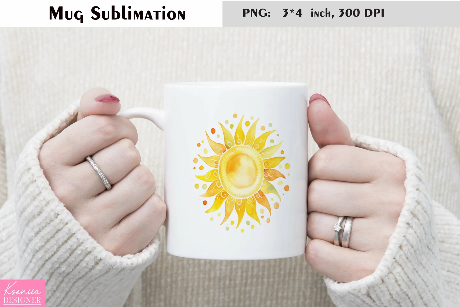 Watercolor Sun Mug Sublimation|Summer Design product image 1