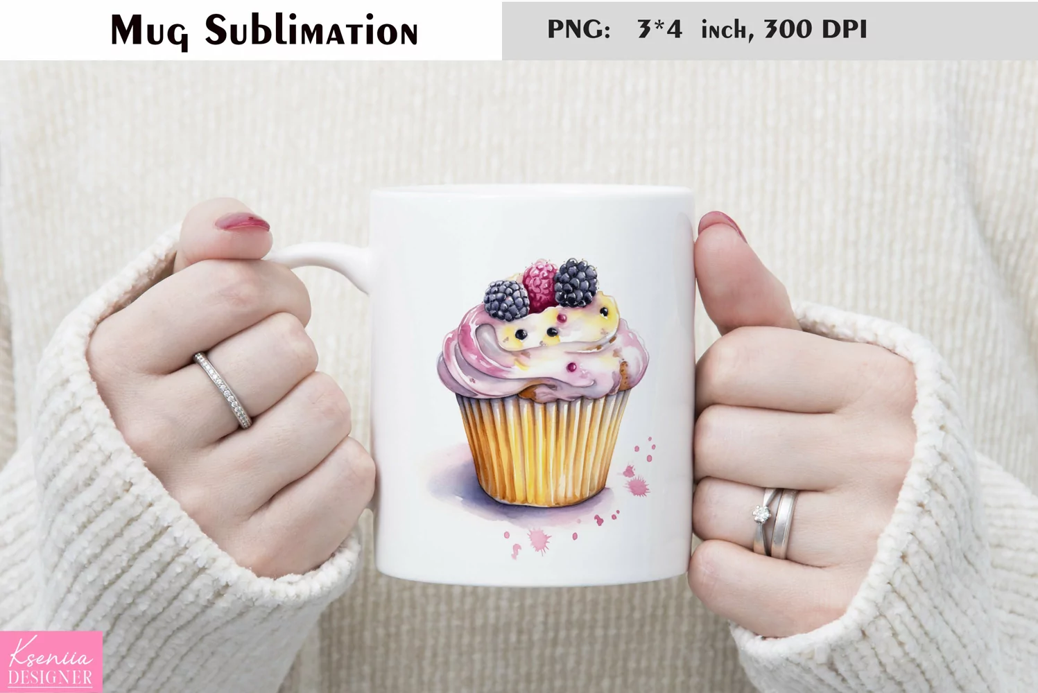 Watercolor Sweet Mug Sublimation|Cake Mug Design product image 1