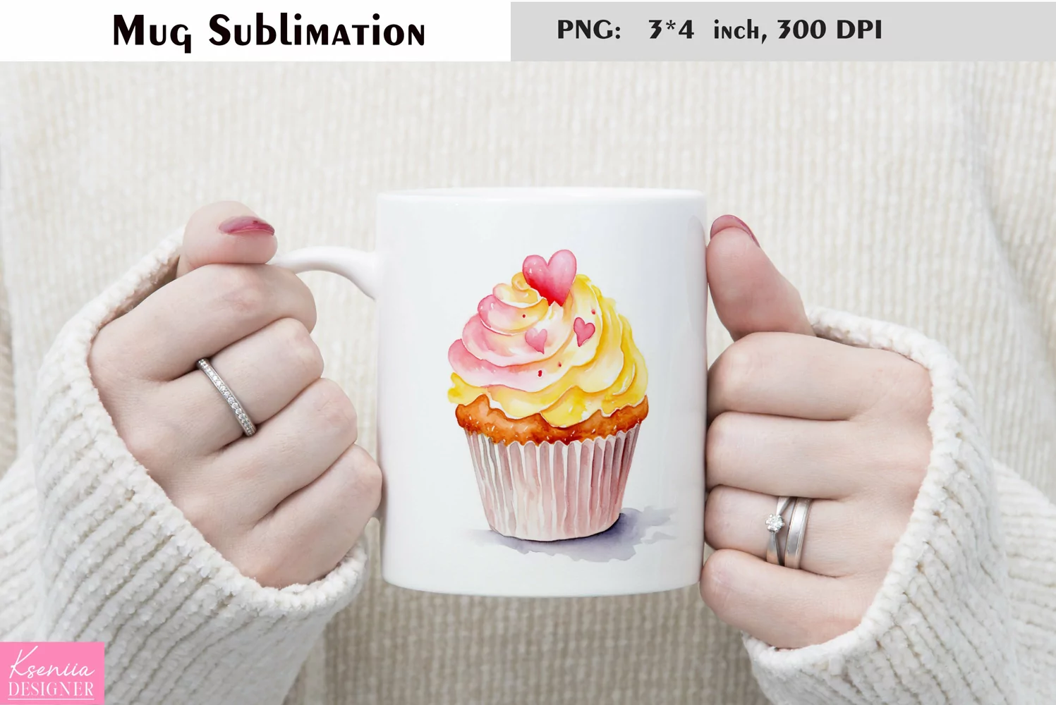 Watercolor Sweet Mug Sublimation|Cake Mug Design product image 1