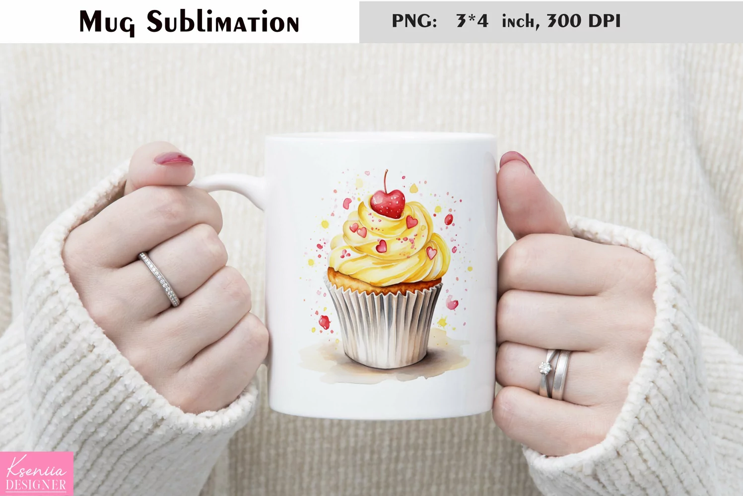 Watercolor Sweet Mug Sublimation|Cake Mug Design product image 1