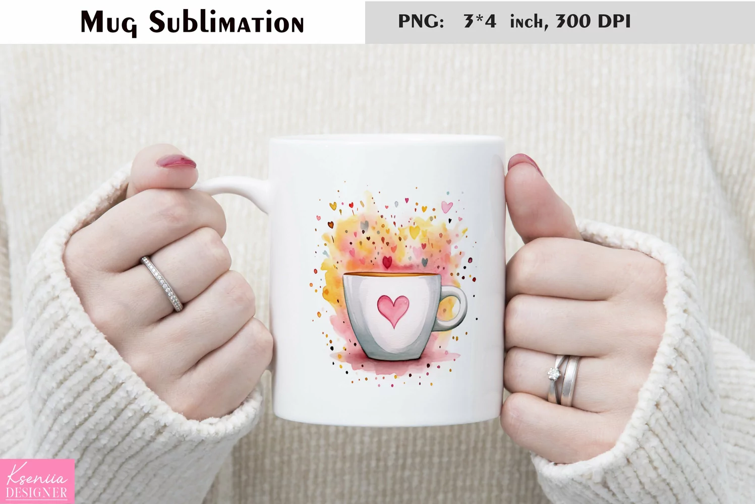 Watercolor Love Mug Sublimation|Floral Mug Design product image 1