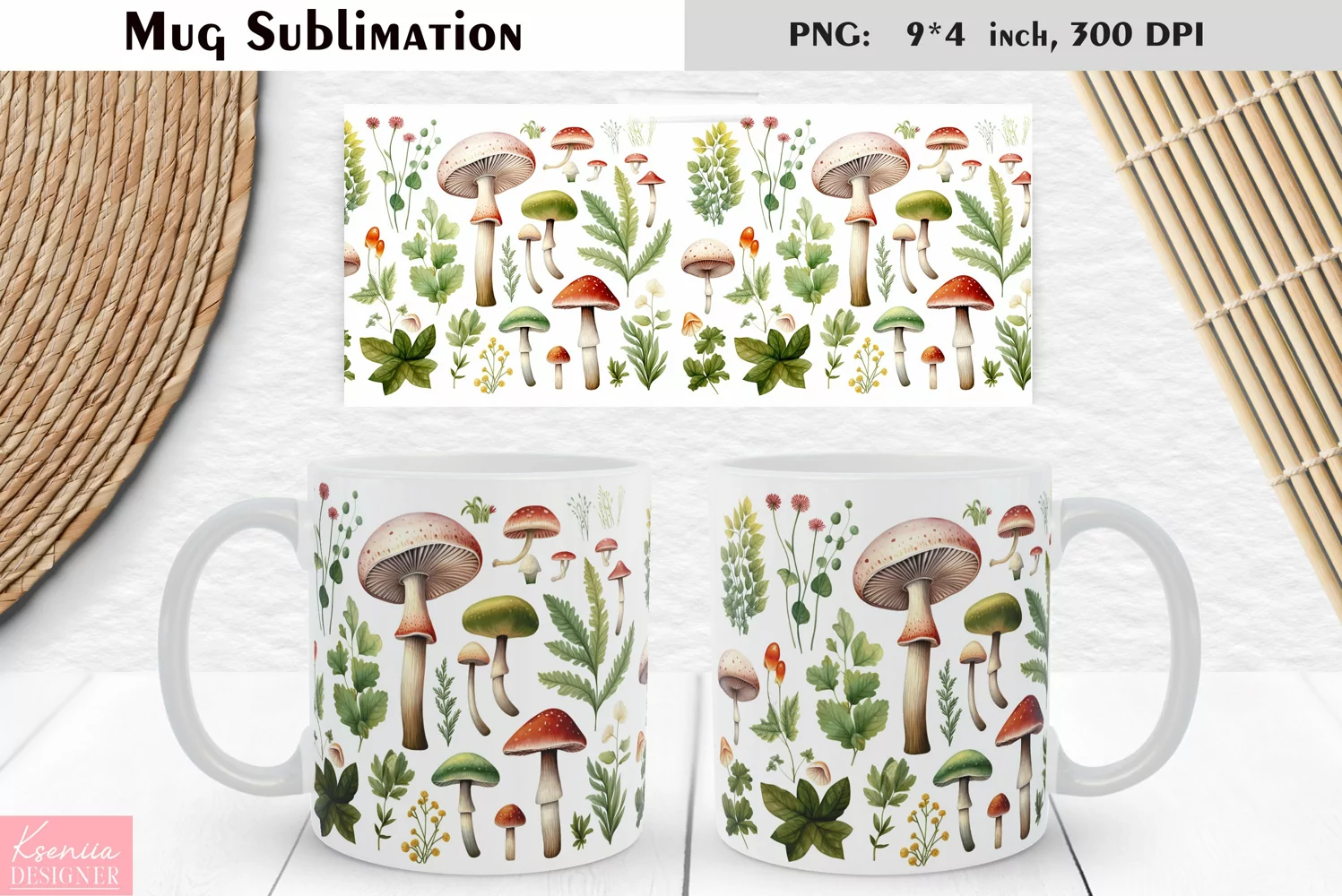 Watercolor Mushroom | Fall Floral Mug Design product image 1
