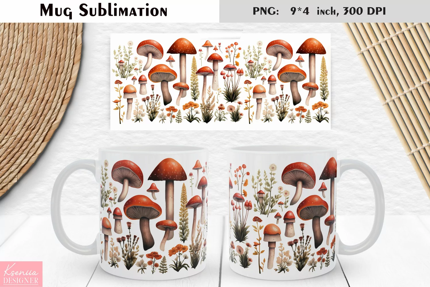 Watercolor Mushroom | Fall Floral Mug Design product image 1