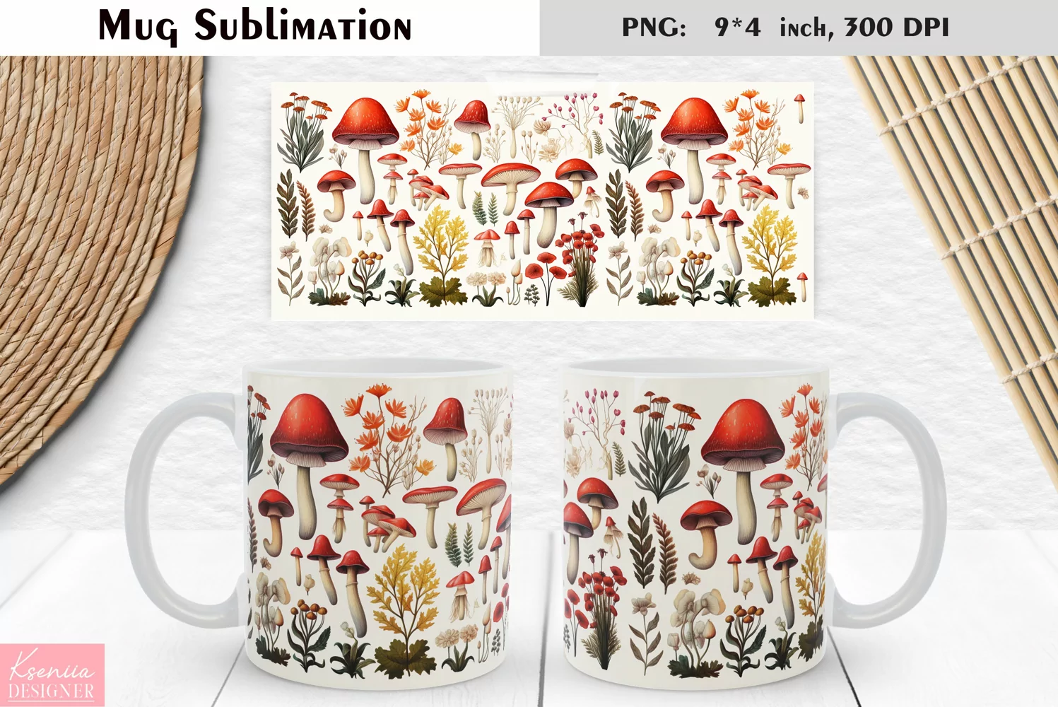 Watercolor Mushroom | Fall Floral Mug Design product image 1
