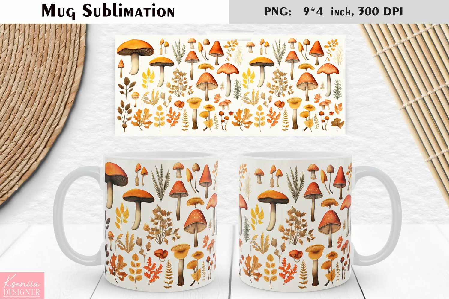 Watercolor Mushroom | Fall Floral Mug Design product image 1