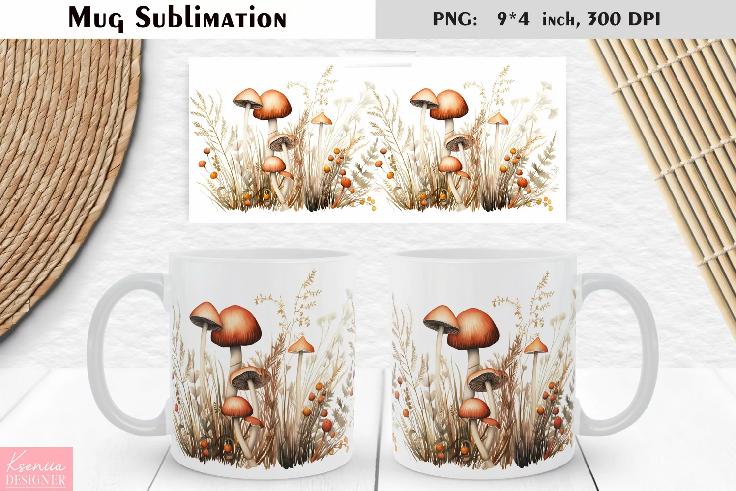 Watercolor Mushroom | Fall Floral Mug Design product image 1