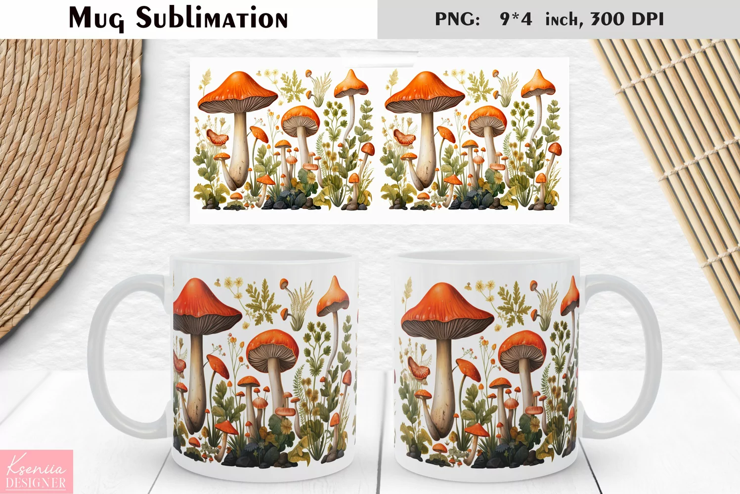Watercolor Mushroom | Fall Floral Mug Design product image 1