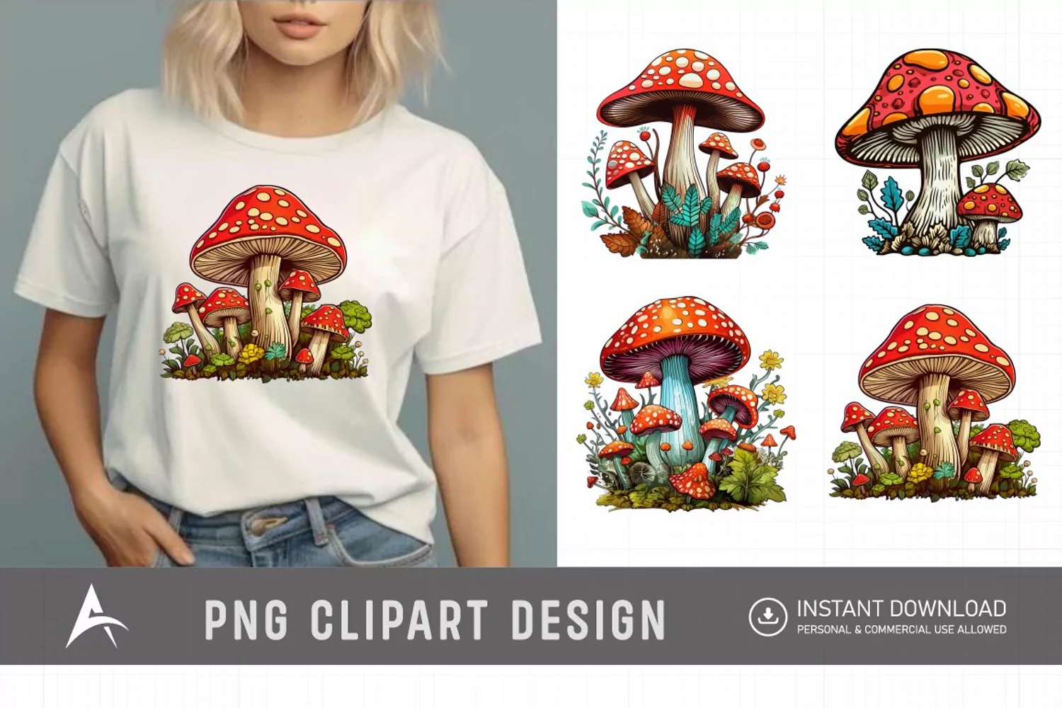 Watercolor Mushroom Clipart product image 1