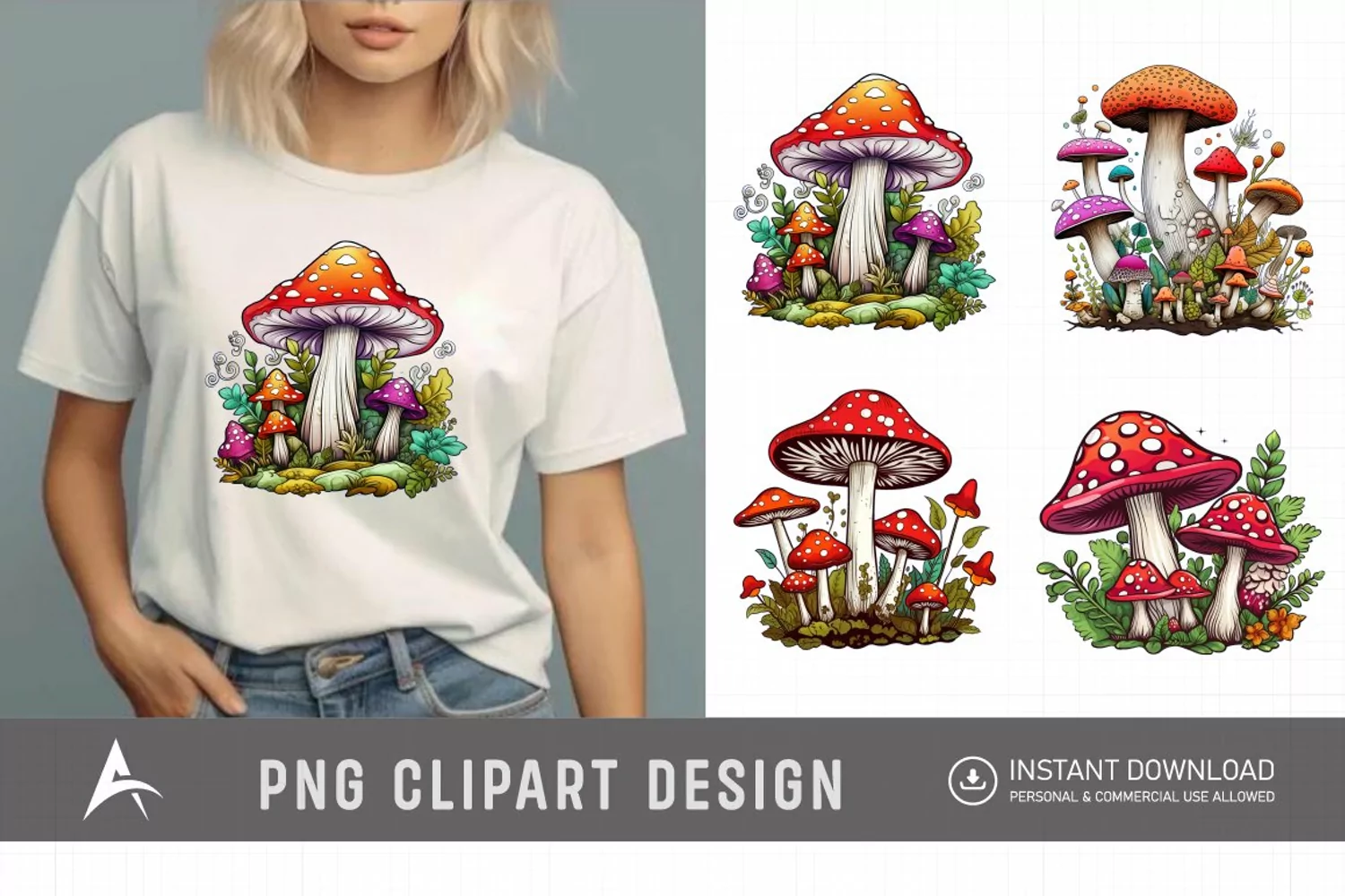 Watercolor Mushroom Clipart product image 1