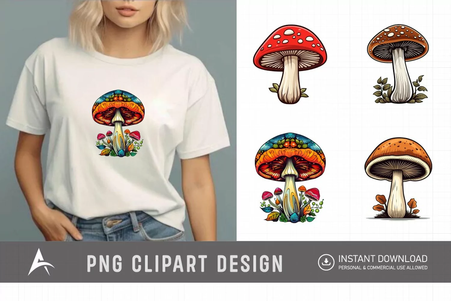 Watercolor Mushroom Clipart product image 1