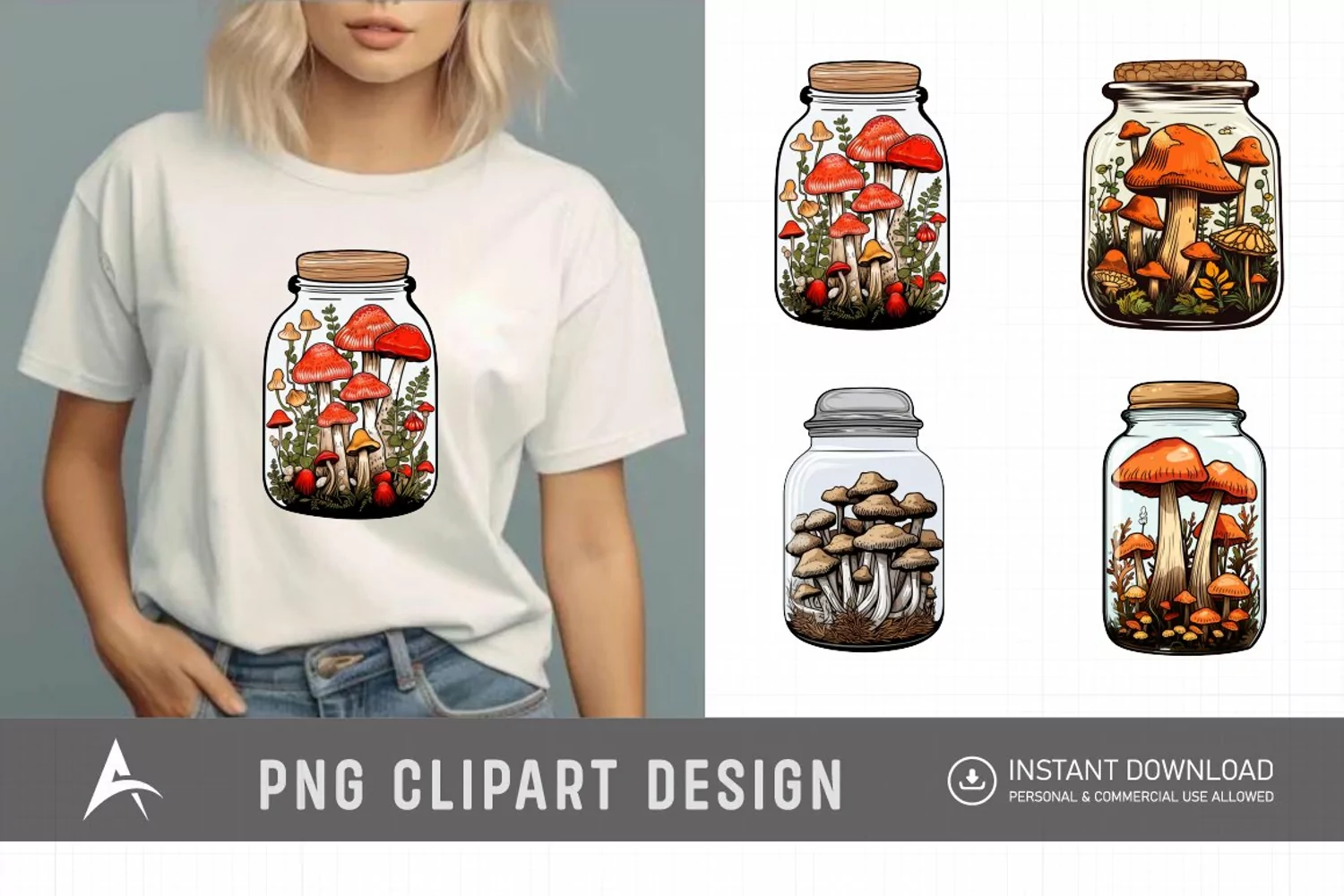 Watercolor Mushroom Vase Clipart product image 1
