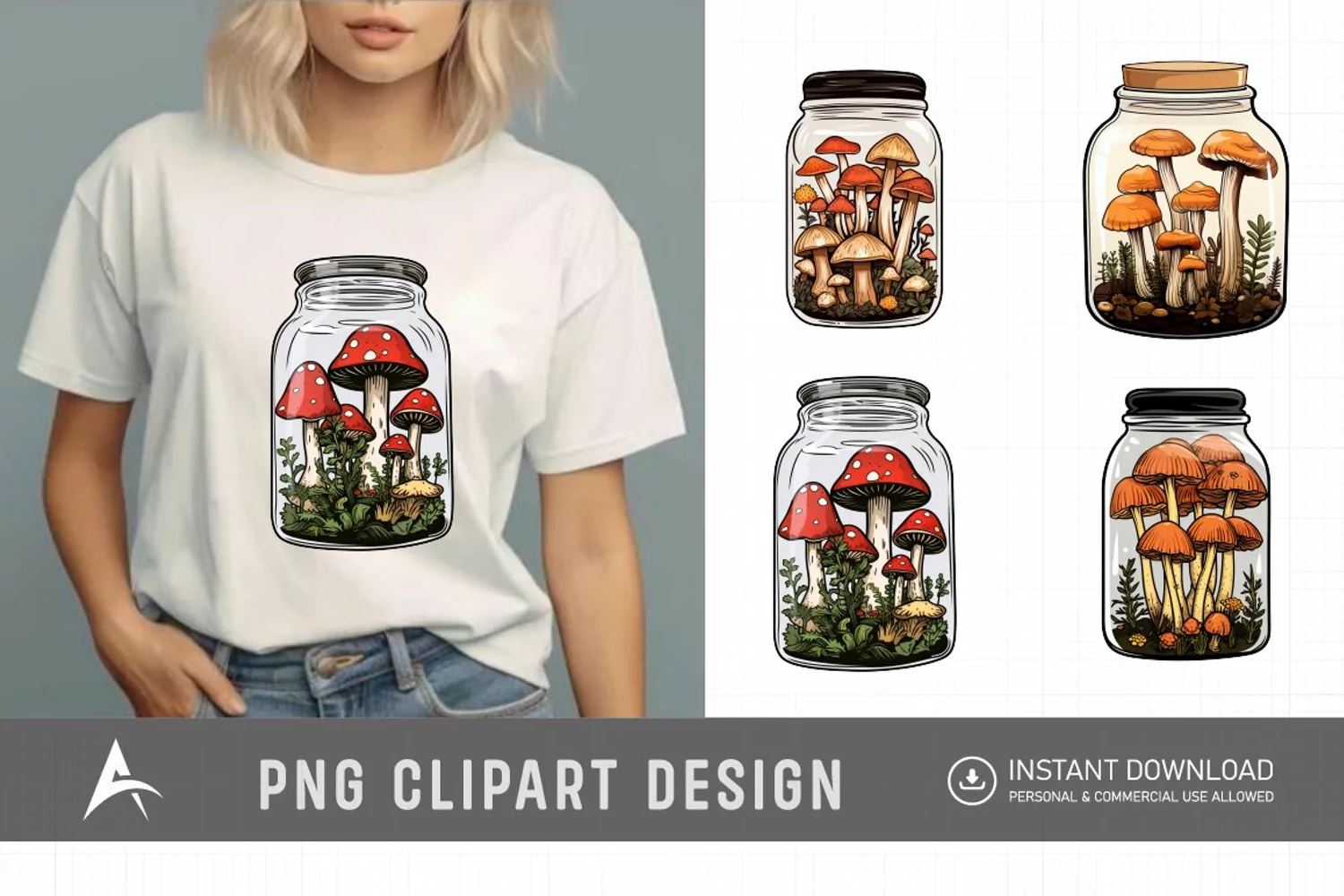 Watercolor Mushroom Vase Clipart product image 1