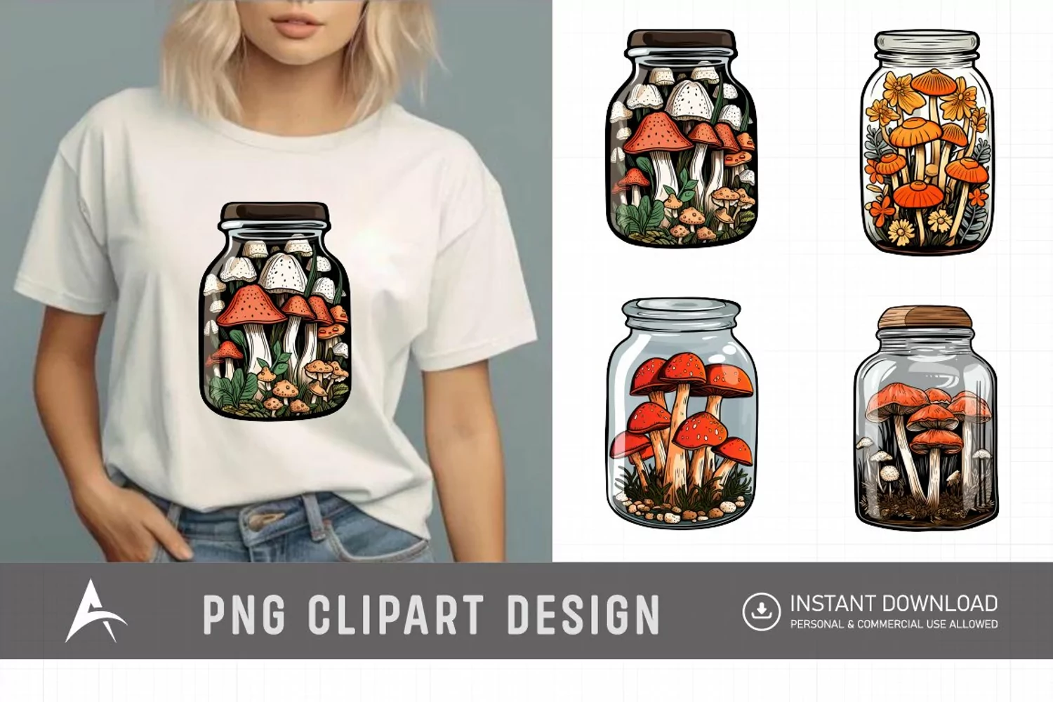 Watercolor Mushroom Vase Clipart product image 1