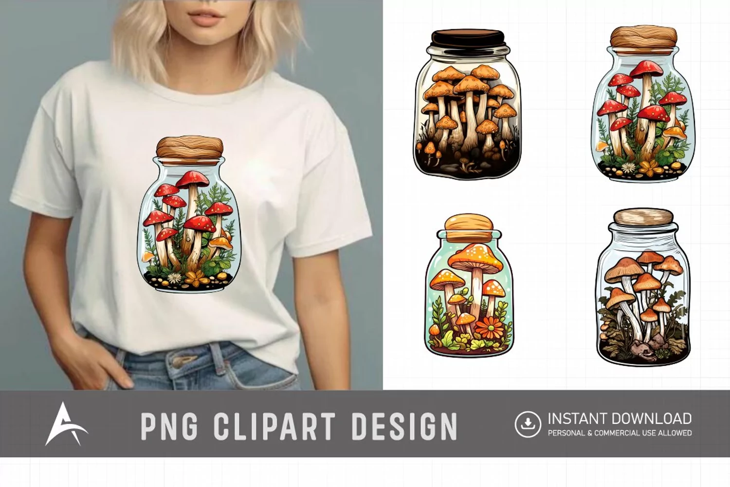 Watercolor Mushroom Vase Clipart product image 1