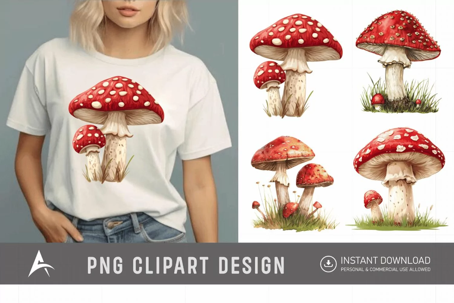 Watercolor Mushrooms Clipart product image 1