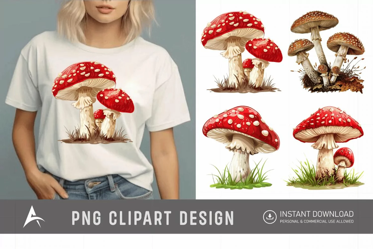 Watercolor Mushrooms Clipart product image 1
