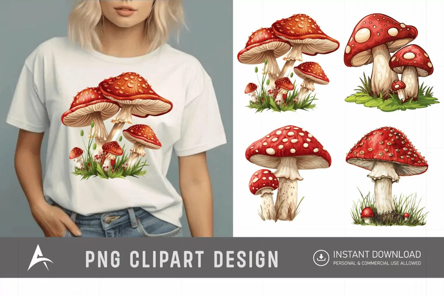 Watercolor Mushrooms Clipart product image 1