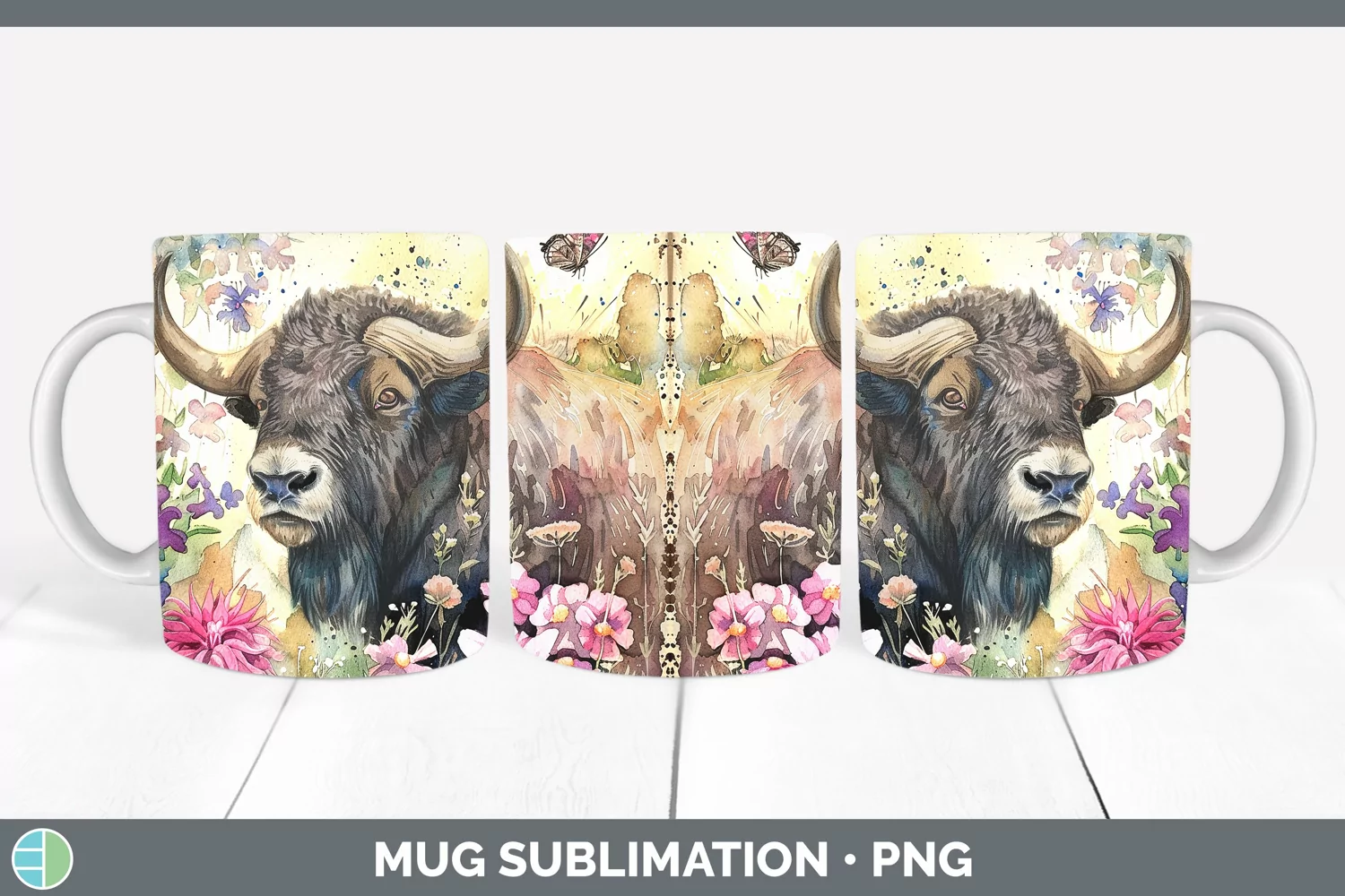 GorgeousWatercolor Mug Wrap design.