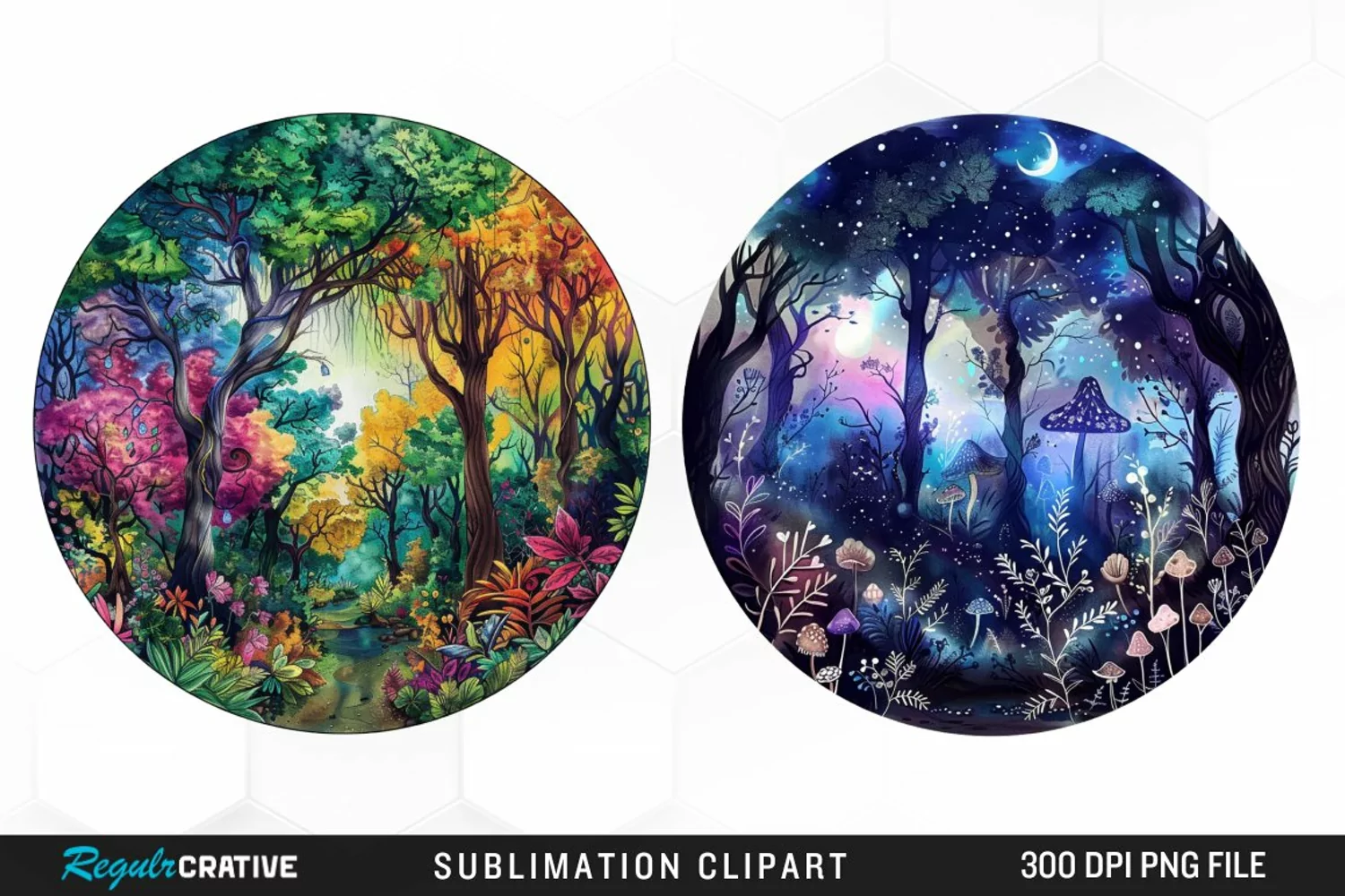 Watercolor Mystical Forest Illustration Clipart product image 1