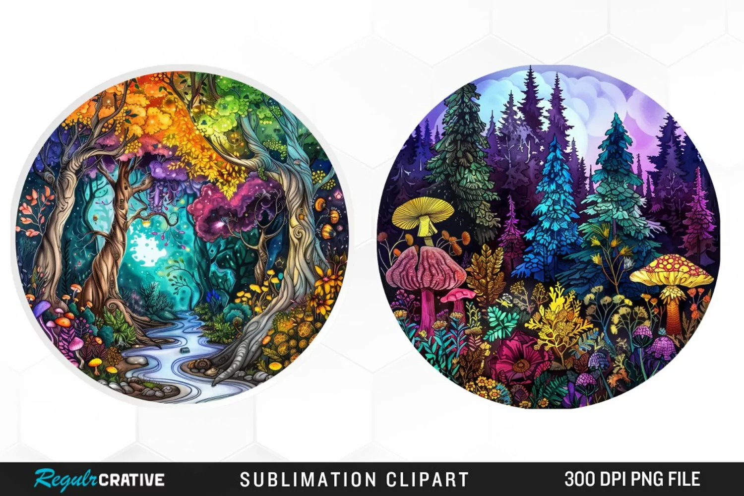 Watercolor Mystical Forest Illustration Clipart product image 1