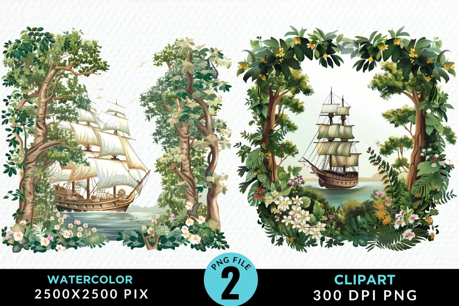 Watercolor Noah's Ark Graphic Clipart product image 1