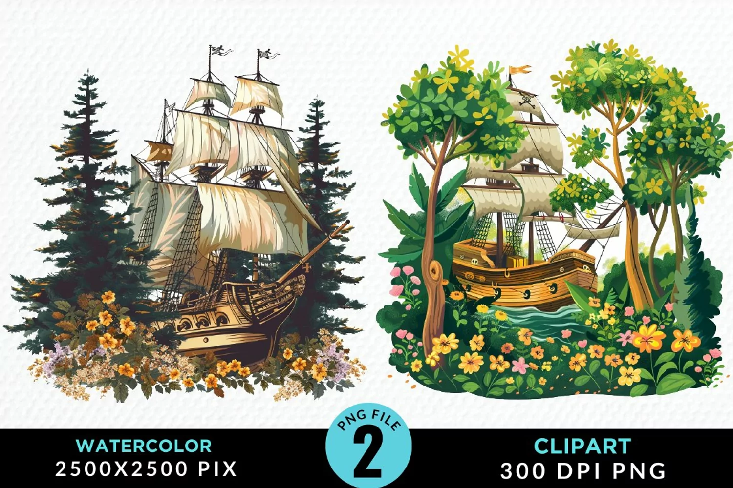 Watercolor Noah's Ark Graphic Clipart product image 1